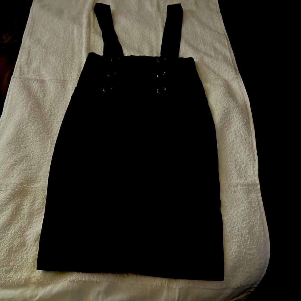 Black A line suspenders skirt